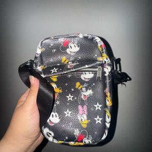 Buckle-Down Black and White Crossbody Bag with Cartoon Characters